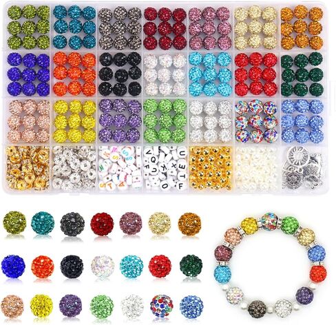 jukercici 501 PCS مجموعة حبة الراينستون للسوار ، حبات الكريستال الطينية 10 ملم لصنع المجوهر in Saudi Arabia