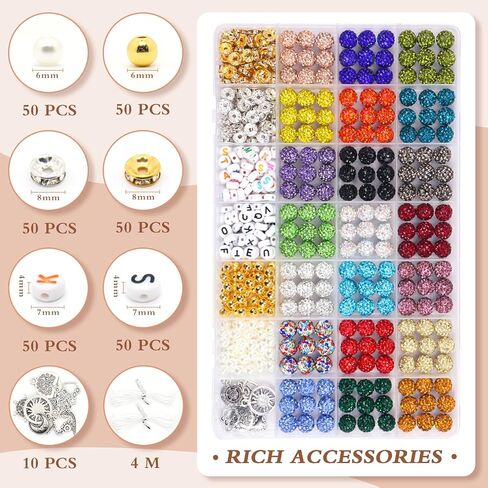 jukercici 501 PCS مجموعة حبة الراينستون للسوار ، حبات الكريستال الطينية 10 ملم لصنع المجوهر in Saudi Arabia