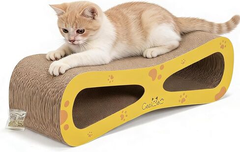 Cardboard Cat Scratcher Lounge Bed for Indoor Cats Kittens, 29.5" 8-Shaped Cat Scratching Board with Catnip, Grey in Saudi Arabia