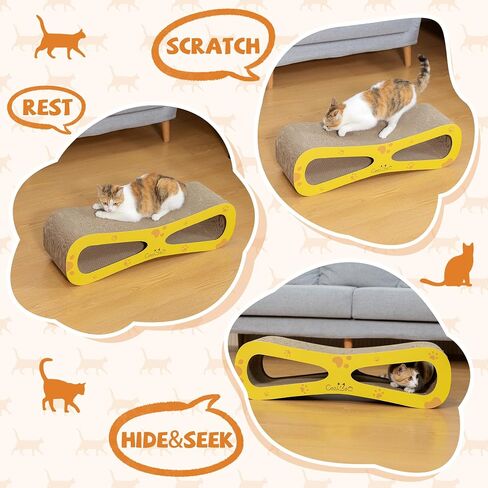 Cardboard Cat Scratcher Lounge Bed for Indoor Cats Kittens, 29.5" 8-Shaped Cat Scratching Board with Catnip, Grey in Saudi Arabia