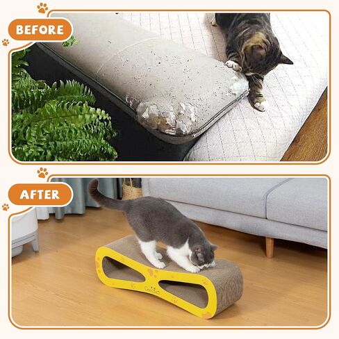 Cardboard Cat Scratcher Lounge Bed for Indoor Cats Kittens, 29.5" 8-Shaped Cat Scratching Board with Catnip, Grey in Saudi Arabia