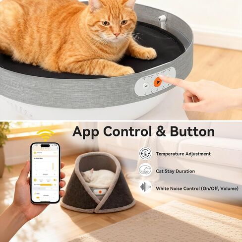 Heated & Cooling Cat Bed with 5 White Noise Modes, Cat Cave Bed with Mat Smart Temperature Control, Indoor Cozy Bed for Small and Medium Cats in Saudi Arabia