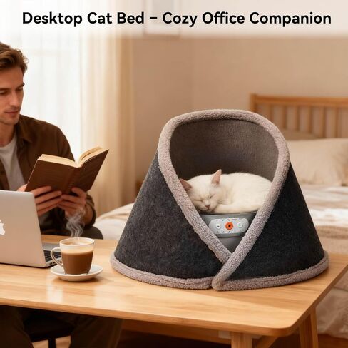 Heated & Cooling Cat Bed with 5 White Noise Modes, Cat Cave Bed with Mat Smart Temperature Control, Indoor Cozy Bed for Small and Medium Cats in Saudi Arabia