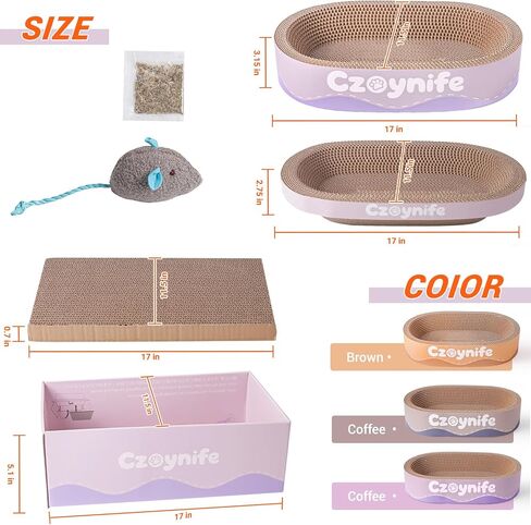 3 قطع من الورق المقوى لخدش القطط، وسادة خدش بيضاوية للقطط في الأماكن المغلقة، لوح خدش مستدير للقطط، سرير للقطط المموج، واقي أثاث للأريكة (أرجواني، 15.7 * 10 بوصة) in Kuwait