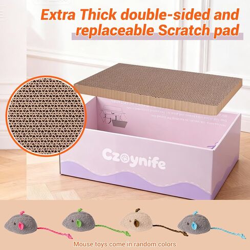 3 قطع من الورق المقوى لخدش القطط، وسادة خدش بيضاوية للقطط في الأماكن المغلقة، لوح خدش مستدير للقطط، سرير للقطط المموج، واقي أثاث للأريكة (أرجواني، 15.7 * 10 بوصة) in Kuwait