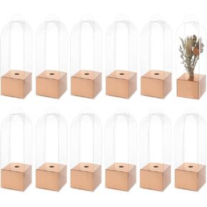 Benecreat 12pcs صندوق زهرة روز واحد حقيبة فارغة ، صناديق تعبئة الزهور الصافية صناديق هدايا زهرة للتخرج زفاف عيد ميلاد هدية الأزهار ترتيب تزويد ، أبيض in Kuwait