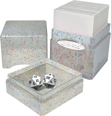 Ultra Pro - Satin Tower 100+ Card Deck Box (Glitter Crystal) - Protect Your Gaming Cards, Sports Cards or Collectible Cards In Stylish Glitter Deck Box, Perfect for Safe Traveling in Saudi Arabia
