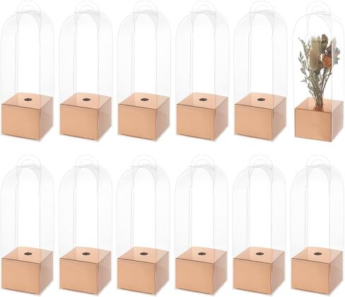 Benecreat 12pcs صندوق زهرة روز واحد حقيبة فارغة ، صناديق تعبئة الزهور الصافية صناديق هدايا زهرة للتخرج زفاف عيد ميلاد هدية الأزهار ترتيب تزويد ، أبيض in Kuwait