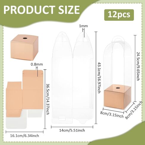 Benecreat 12pcs صندوق زهرة روز واحد حقيبة فارغة ، صناديق تعبئة الزهور الصافية صناديق هدايا زهرة للتخرج زفاف عيد ميلاد هدية الأزهار ترتيب تزويد ، أبيض in Kuwait