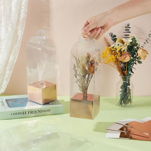 Benecreat 12pcs صندوق زهرة روز واحد حقيبة فارغة ، صناديق تعبئة الزهور الصافية صناديق هدايا زهرة للتخرج زفاف عيد ميلاد هدية الأزهار ترتيب تزويد ، أبيض in Kuwait