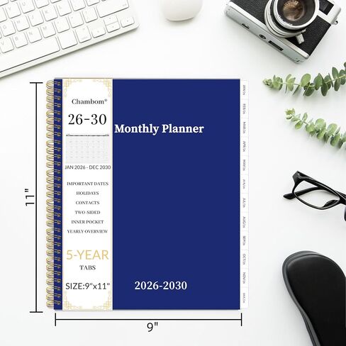 2026-2030 مخطط شهري 5 سنوات مخطط/تقويم 2026-2030 ، يناير 2026-ديسمبر 2030 ، 9 "× 11" ، علامات تبويب ، جيب مزدوج ، عطلات ، ورقة سميكة in Kuwait