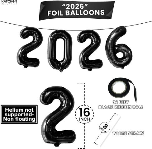 كاتش أون، بالونات سوداء رقم 2024 - 16 بوصة، بالونات رأس السنة الجديدة | أرقام بالونات سوداء 2024 لزينة رأس السنة الجديدة 2024 | بالونات فويل سوداء 2024 لمستلزمات حفلات رأس السنة الجديدة 2024 in Kuwait