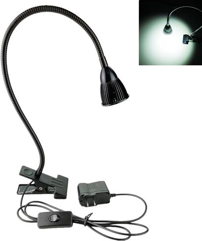 5W Clip on Clamp Gooseneck COB LED Desk Table Light lamp Warm White 19inch Neck Black in Kuwait
