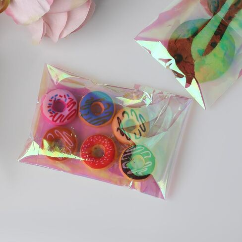 200 PCS Self Sealing Cellophane Treat Bags, 4 x 6 Inches Self Adhesive Clear Iridescent Cellophane Bag, Small Resealable Individual Cookie Bags for Packaging Gift Giving, Candy, Pretzels, Treats in Saudi Arabia