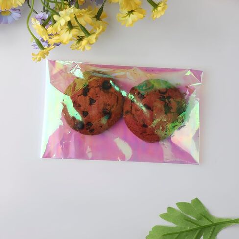 200 PCS Self Sealing Cellophane Treat Bags, 4 x 6 Inches Self Adhesive Clear Iridescent Cellophane Bag, Small Resealable Individual Cookie Bags for Packaging Gift Giving, Candy, Pretzels, Treats in Saudi Arabia