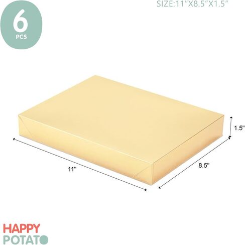 HAPPY POTATO 6 Gift Boxes with Lids 11x8.5x1.5 Inches White & Gold Shirt Boxes Gift Boxes for Clothes Gift Wrap Boxes (Grain Texture, Each Color for 3 Packs) in Saudi Arabia