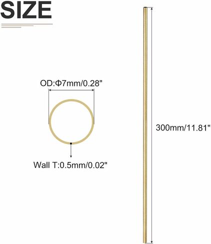 أنبوب نحاسي DTGN 7.5 مم × 0.5 مم × 300 مم (ODxWall TxL) - 8 عبوات - جيد لإطار ديكور DIY لمعدات الآلات - أنابيب معدنية مستديرة in Saudi Arabia