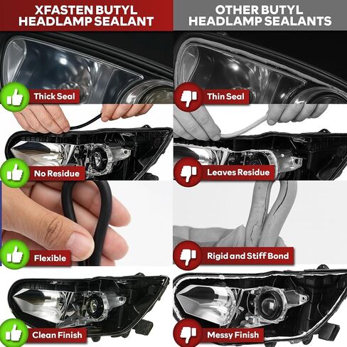 XFasten Butyl Headlamp Sealant، 7 ملم × 20 قدم، 7 ملم سميك، شريط حبل بوتيل مطاطي للسيارات من فئة OEM للمصابيح الأمامية، المصباح الأمامي، الزجاج الأمامي، النافذة، وشريط مانع التسرب لضوء حمام السباحة in Saudi Arabia