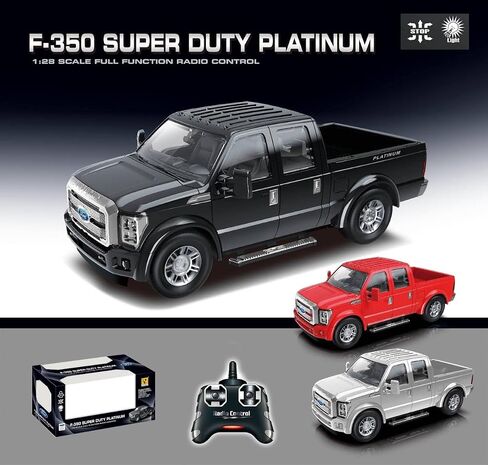 شاحنة بيك اب RC Ford F-350 Super Duty، مرخصة رسميًا كاملة الوظائف وراديو R/C بجهاز تحكم عن بعد، سيارة أصلية بمقياس 1:28 (أسود) in Saudi Arabia