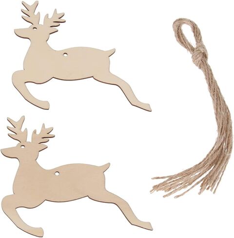 SUPVOX Wooden Chip Unfinished Wood Ornaments DIY Accessories Wood Cutouts Christmas Reindeer Wood Patches Home Bar Wedding Party 10pcs in Kuwait