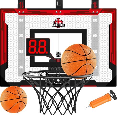 24 "× 16" لعبة كرة سلة كبيرة داخلية - طوق كرة سلة قابل للتعديل قابلة للتعديل فوق الباب مع لوحة النتائج/2 كرات ، هدايا عيد ميلاد كرة السلة للأطفال والكبار (الأزرق) in Kuwait