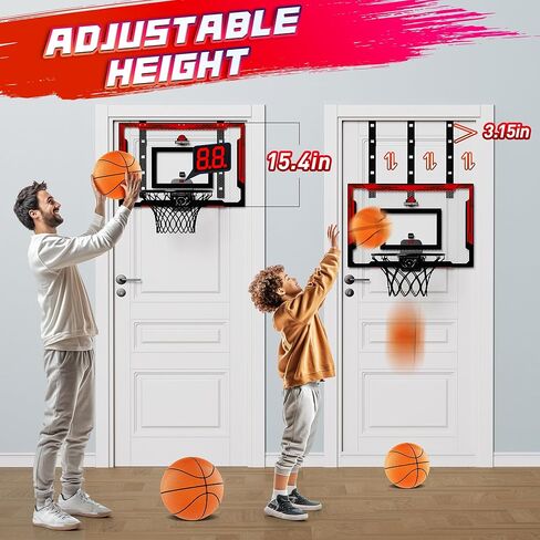 24 "× 16" لعبة كرة سلة كبيرة داخلية - طوق كرة سلة قابل للتعديل قابلة للتعديل فوق الباب مع لوحة النتائج/2 كرات ، هدايا عيد ميلاد كرة السلة للأطفال والكبار (الأزرق) in Kuwait