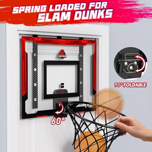 24 "× 16" لعبة كرة سلة كبيرة داخلية - طوق كرة سلة قابل للتعديل قابلة للتعديل فوق الباب مع لوحة النتائج/2 كرات ، هدايا عيد ميلاد كرة السلة للأطفال والكبار (الأزرق) in Kuwait