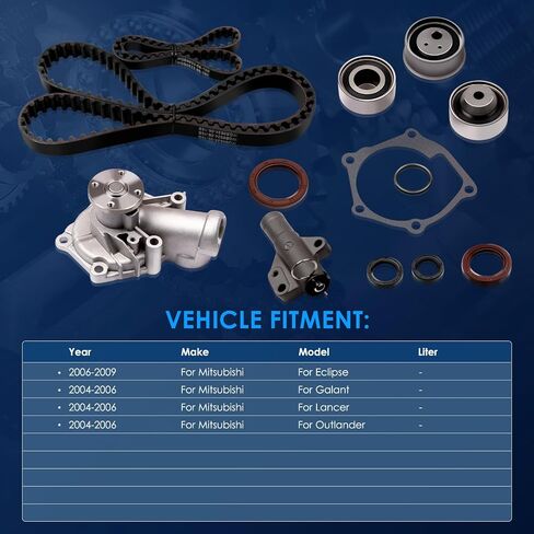 طقم مضخة مياه بحزام التوقيت ECCPP® يناسب 2004-2009 Mitsubishi Eclipse Galant Lancer Outlander 2.4L SOHC 4G69 in Saudi Arabia
