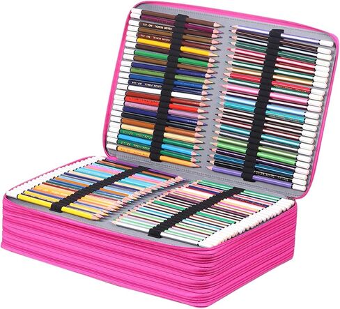 Shulaner 500 Slots Colored Pencil Case with Zipper Closure Crocodile Pattern Large Capacity Pencils Bag Waterproof PU Leather Pen Organizer Storage Holder for Artist (Purple Croco, Small Slots) in Kuwait