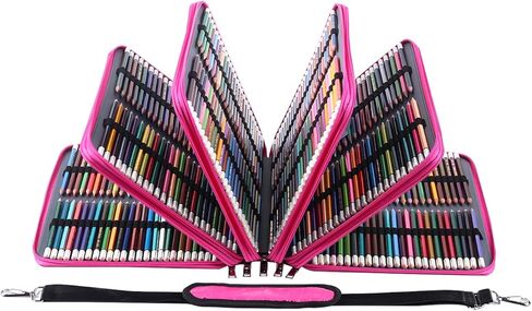 Shulaner 500 Slots Colored Pencil Case with Zipper Closure Crocodile Pattern Large Capacity Pencils Bag Waterproof PU Leather Pen Organizer Storage Holder for Artist (Purple Croco, Small Slots) in Kuwait