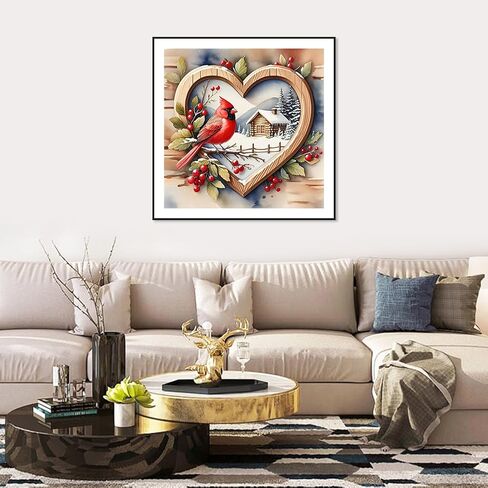 SJUTOUCI Dog and Cardinal Diamond Painting Kits for Adults, Diamond Art Kits for Beginners, DIY 5D Full Drill Diamond Dots Gem Craft Art Home Wall Decor 12x12 inch, Christmas in Saudi Arabia