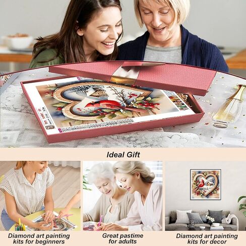 SJUTOUCI Dog and Cardinal Diamond Painting Kits for Adults, Diamond Art Kits for Beginners, DIY 5D Full Drill Diamond Dots Gem Craft Art Home Wall Decor 12x12 inch, Christmas in Saudi Arabia