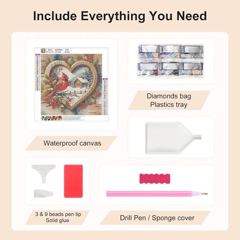 SJUTOUCI Dog and Cardinal Diamond Painting Kits for Adults, Diamond Art Kits for Beginners, DIY 5D Full Drill Diamond Dots Gem Craft Art Home Wall Decor 12x12 inch, Christmas in Saudi Arabia