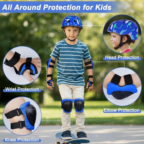 FIODAY Kids Helmet منصات الركبة للأطفال يونيكورن الركبة والكوع منصات حراس المعصم قابل للتعديل مجموعة معدات الحماية للفتيات الأولاد الرياضة التزلج سكوتر التزلج المضمنة، قوس قزح، 3-8 سنوات in Kuwait