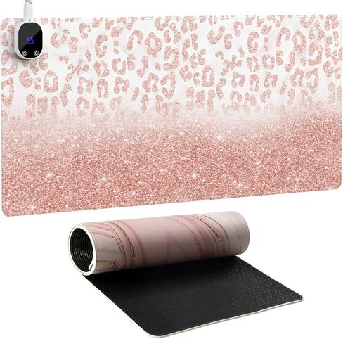 HAOCOO Heated Desk Pad Large, Warm Mouse Pad Gaming, Computer Desk Mat for Desktop, 3 Levels Heating, Auto Shut Down, Leather Laptop Keyboard Mat for Home Office, Purple Blue Galaxy in Kuwait