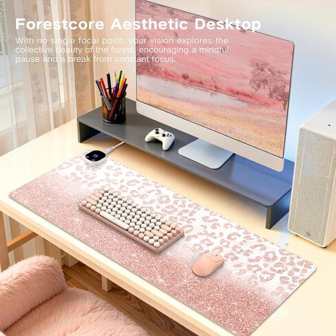 HAOCOO Heated Desk Pad Large, Warm Mouse Pad Gaming, Computer Desk Mat for Desktop, 3 Levels Heating, Auto Shut Down, Leather Laptop Keyboard Mat for Home Office, Purple Blue Galaxy in Kuwait