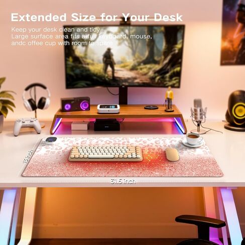 HAOCOO Heated Desk Pad Large, Warm Mouse Pad Gaming, Computer Desk Mat for Desktop, 3 Levels Heating, Auto Shut Down, Leather Laptop Keyboard Mat for Home Office, Purple Blue Galaxy in Kuwait