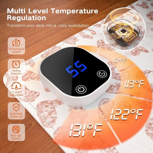 HAOCOO Heated Desk Pad Large, Warm Mouse Pad Gaming, Computer Desk Mat for Desktop, 3 Levels Heating, Auto Shut Down, Leather Laptop Keyboard Mat for Home Office, Purple Blue Galaxy in Kuwait