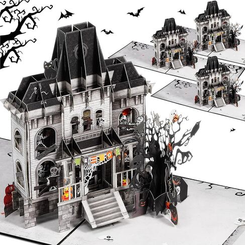 Teling Halloween Card Pop Up Paper Haunted House Greeting Card 3D Halloween Castle Card 8 x 6 Inch Included Envelope Note Tag Gothic Theme Greeting Card Happy Halloween Centerpiece Supplies in Saudi Arabia