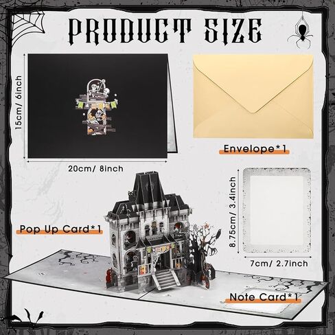 Teling Halloween Card Pop Up Paper Haunted House Greeting Card 3D Halloween Castle Card 8 x 6 Inch Included Envelope Note Tag Gothic Theme Greeting Card Happy Halloween Centerpiece Supplies in Saudi Arabia