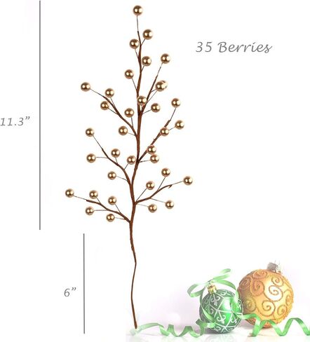12 Burgundy Holly Berry Stem Picks - 19" Decorative Wire Stem Branch Sprays for Christmas Tree Decoration, Holiday Décor, Home DIY Crafts, 35 Red Berries on Each Stem in Saudi Arabia