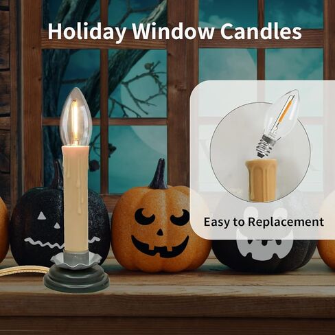شموع النوافذ الكهربائية، شموع النوافذ، 5 بوصات أضواء شموع عيد الميلاد مع سلك تشغيل/إيقاف شموع التبديل، 7 واط C26 قواعد حديد البرقوق لمبة شفافة، 4 عبوات in Kuwait