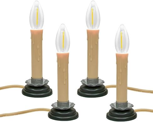 شموع النوافذ الكهربائية، شموع النوافذ، 5 بوصات أضواء شموع عيد الميلاد مع سلك تشغيل/إيقاف شموع التبديل، 7 واط C26 قواعد حديد البرقوق لمبة شفافة، 4 عبوات in Kuwait