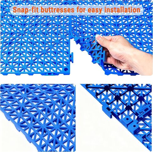 8 قطع من سجادات الصرف المطاطية مقاس 30.48 سم × 30.48 سم، بلاط أرضيات غير قابل للانزلاق مع فتحات، سجادة دش خارجية وحدات متشابكة للأرضيات من أجل خزانة الصرف وغرفة الساونا وحمام سطح السفينة ومرآب الفناء in Kuwait