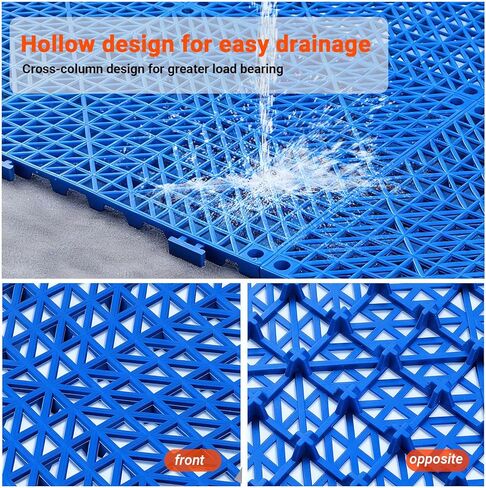 8 قطع من سجادات الصرف المطاطية مقاس 30.48 سم × 30.48 سم، بلاط أرضيات غير قابل للانزلاق مع فتحات، سجادة دش خارجية وحدات متشابكة للأرضيات من أجل خزانة الصرف وغرفة الساونا وحمام سطح السفينة ومرآب الفناء in Kuwait