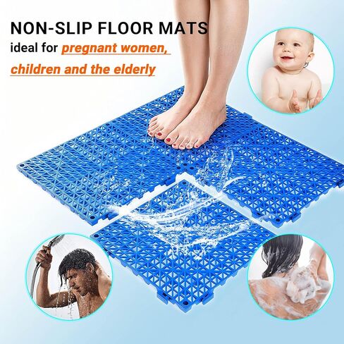 8 قطع من سجادات الصرف المطاطية مقاس 30.48 سم × 30.48 سم، بلاط أرضيات غير قابل للانزلاق مع فتحات، سجادة دش خارجية وحدات متشابكة للأرضيات من أجل خزانة الصرف وغرفة الساونا وحمام سطح السفينة ومرآب الفناء in Kuwait