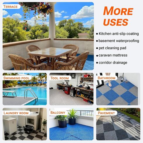 8 قطع من سجادات الصرف المطاطية مقاس 30.48 سم × 30.48 سم، بلاط أرضيات غير قابل للانزلاق مع فتحات، سجادة دش خارجية وحدات متشابكة للأرضيات من أجل خزانة الصرف وغرفة الساونا وحمام سطح السفينة ومرآب الفناء in Kuwait