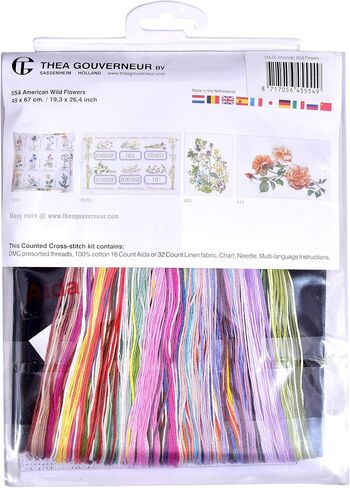 Thea Gouverneur - Counted Cross Stitch Kit - Wild Flower Cushion - Aida - 16 Count - for Adults - 2074A in Saudi Arabia