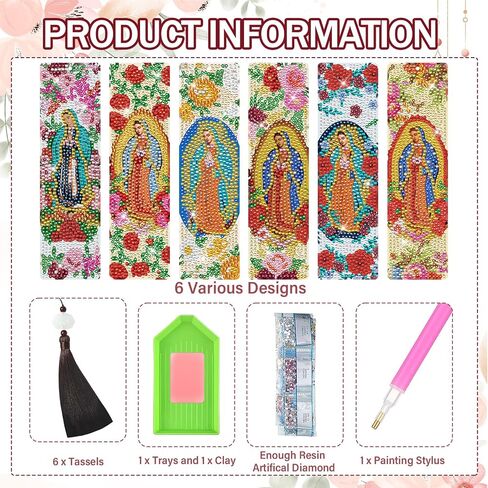 قراءة الإشارات الإشاراتية الفنية الماسية للبالغين - 6 أجهزة كمبيوتر DIY و COUND Animal Diamond Paints Laink Starks with Tassel DIY Cat Dog Art Craft Kits for Reading Lover Book Lover Beginners in Saudi Arabia