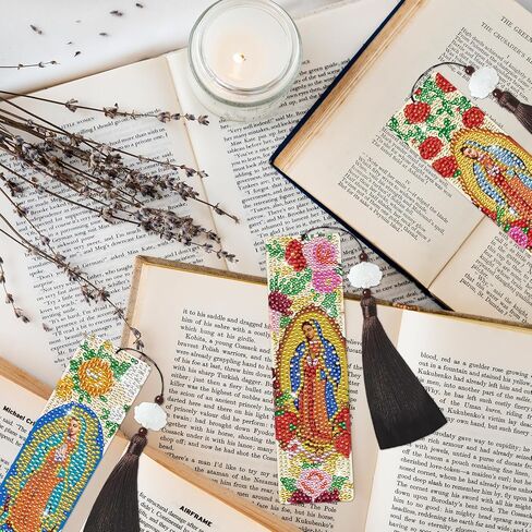 قراءة الإشارات الإشاراتية الفنية الماسية للبالغين - 6 أجهزة كمبيوتر DIY و COUND Animal Diamond Paints Laink Starks with Tassel DIY Cat Dog Art Craft Kits for Reading Lover Book Lover Beginners in Saudi Arabia
